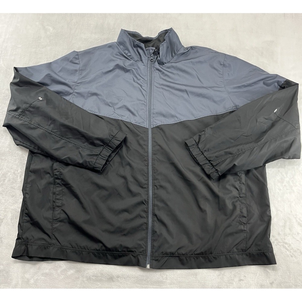 Starters Windbreaker Jacket Men 3XL Black Gray Mesh Lined Full Zip Gym Outdoors